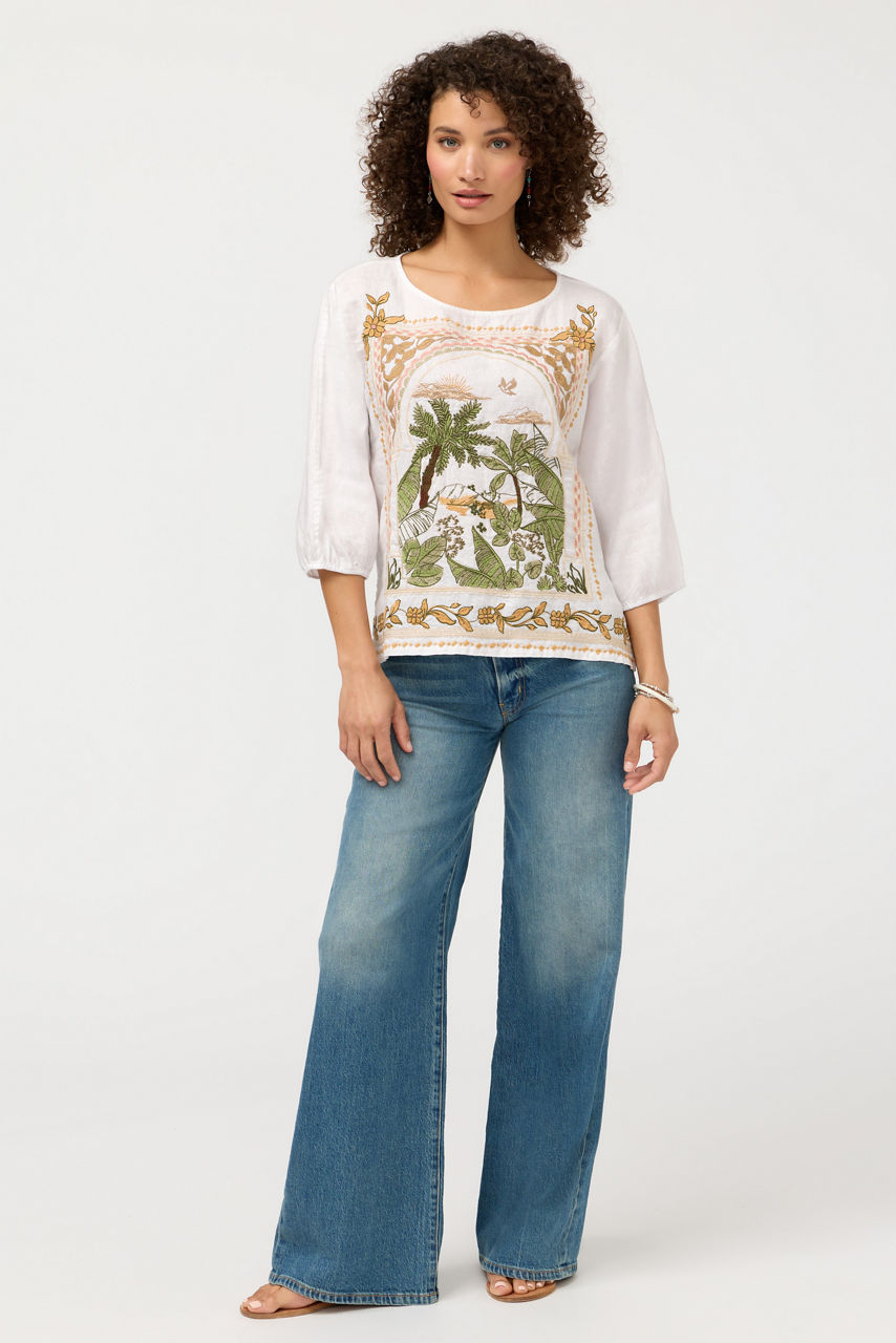 LINEN BOATNECK BLOUSE, , large image 3