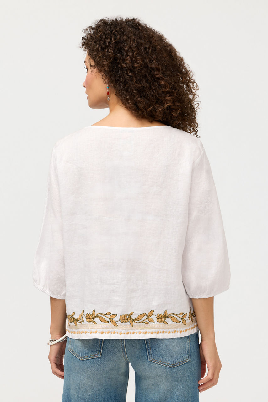 LINEN BOATNECK BLOUSE, , large image 4