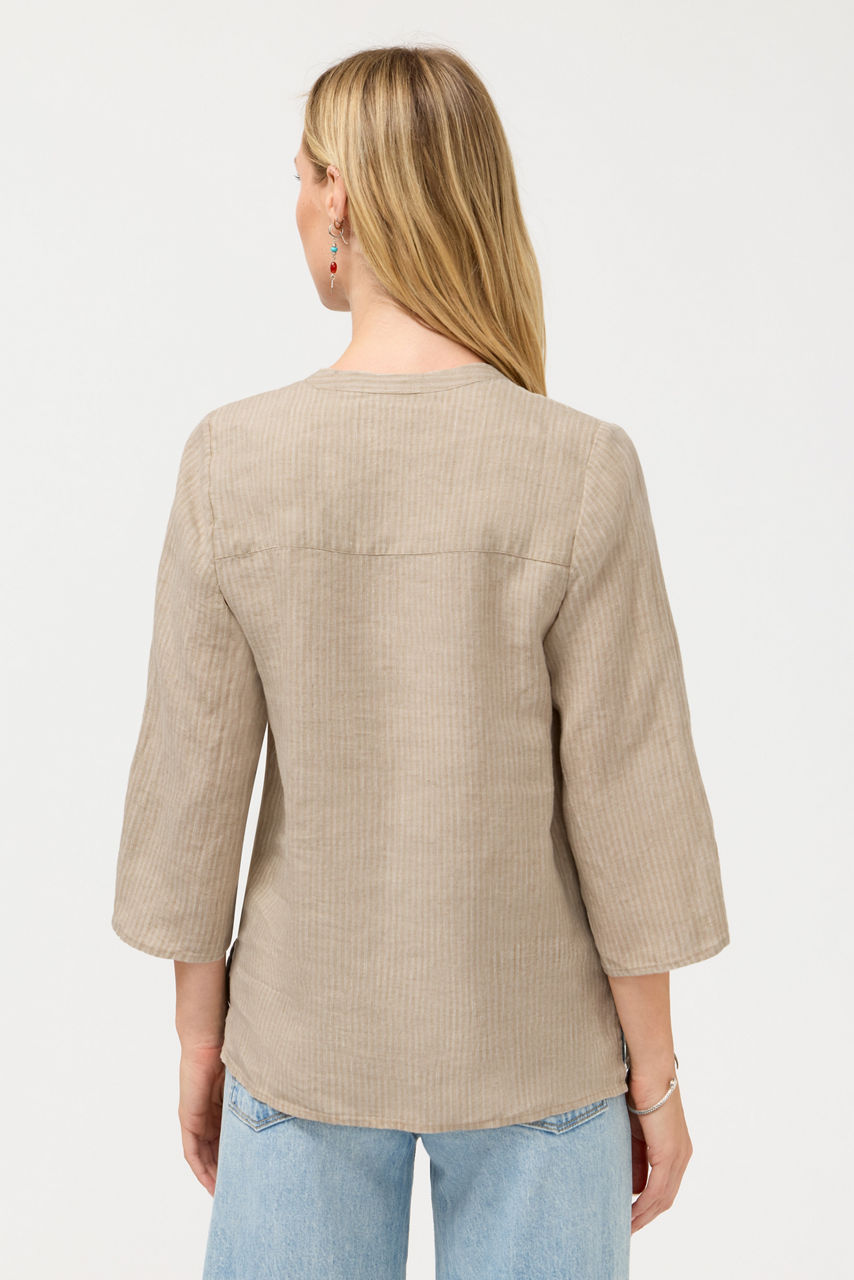SLOANE V‑NECK LINEN BLOUSE, , large image 3