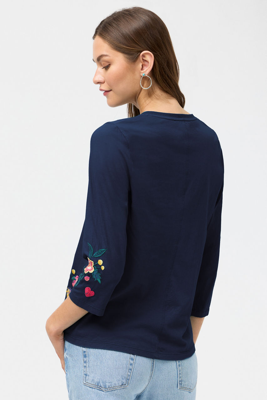 3/4 SLEEVE TRAPUNTO V-NECK TEE, , large image 4