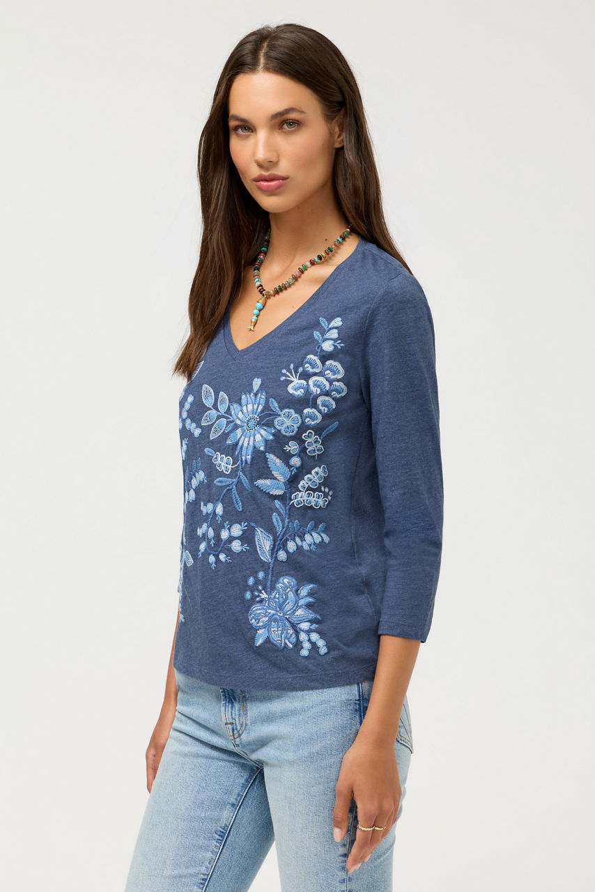 3/4 SLEEVE V-NECK TEE, , large image 2