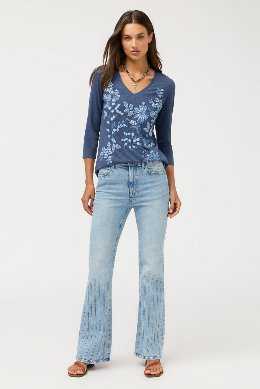 3/4 SLEEVE V-NECK TEE, , large image 3