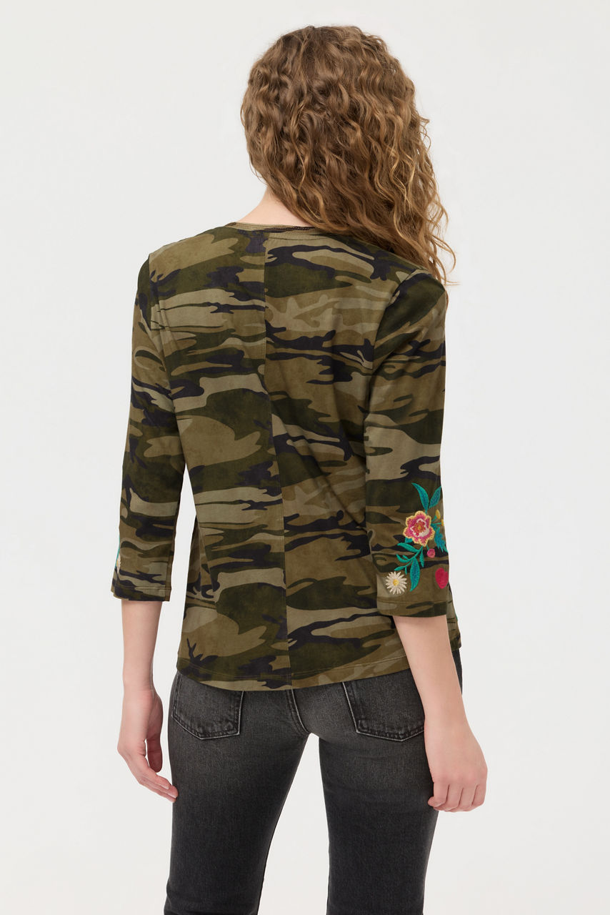 3/4 SLEEVE TRAPUNTO V-NECK TEE, , large image 4