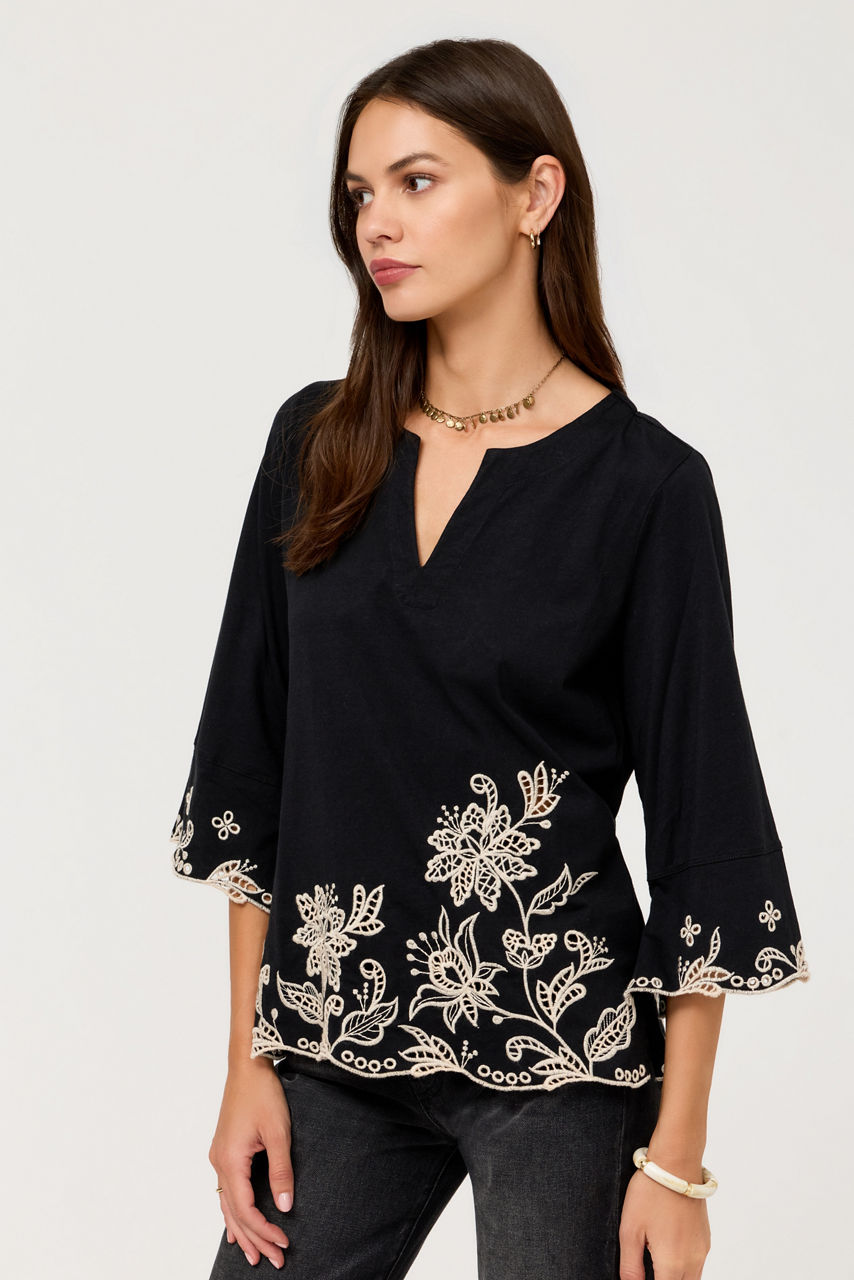 SPLIT NECK RELAXED T-SHIRT, , large image 2