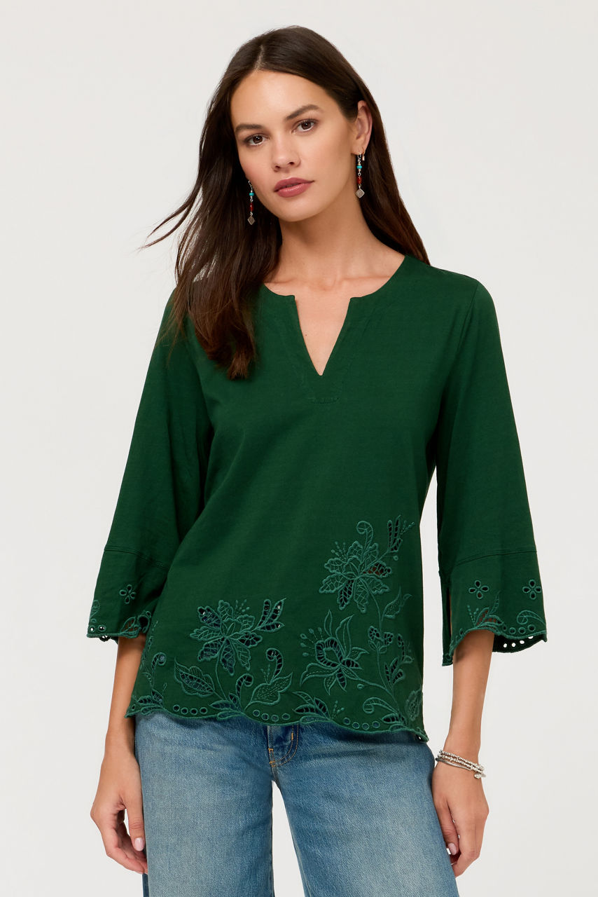 SPLIT NECK RELAXED T-SHIRT, , large image 1