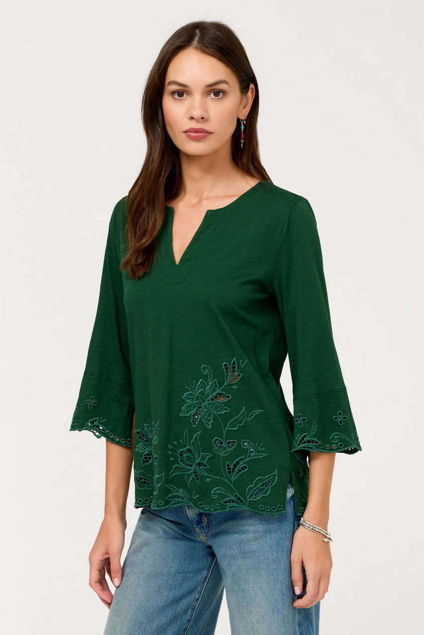 SPLIT NECK RELAXED T-SHIRT, , large image 2
