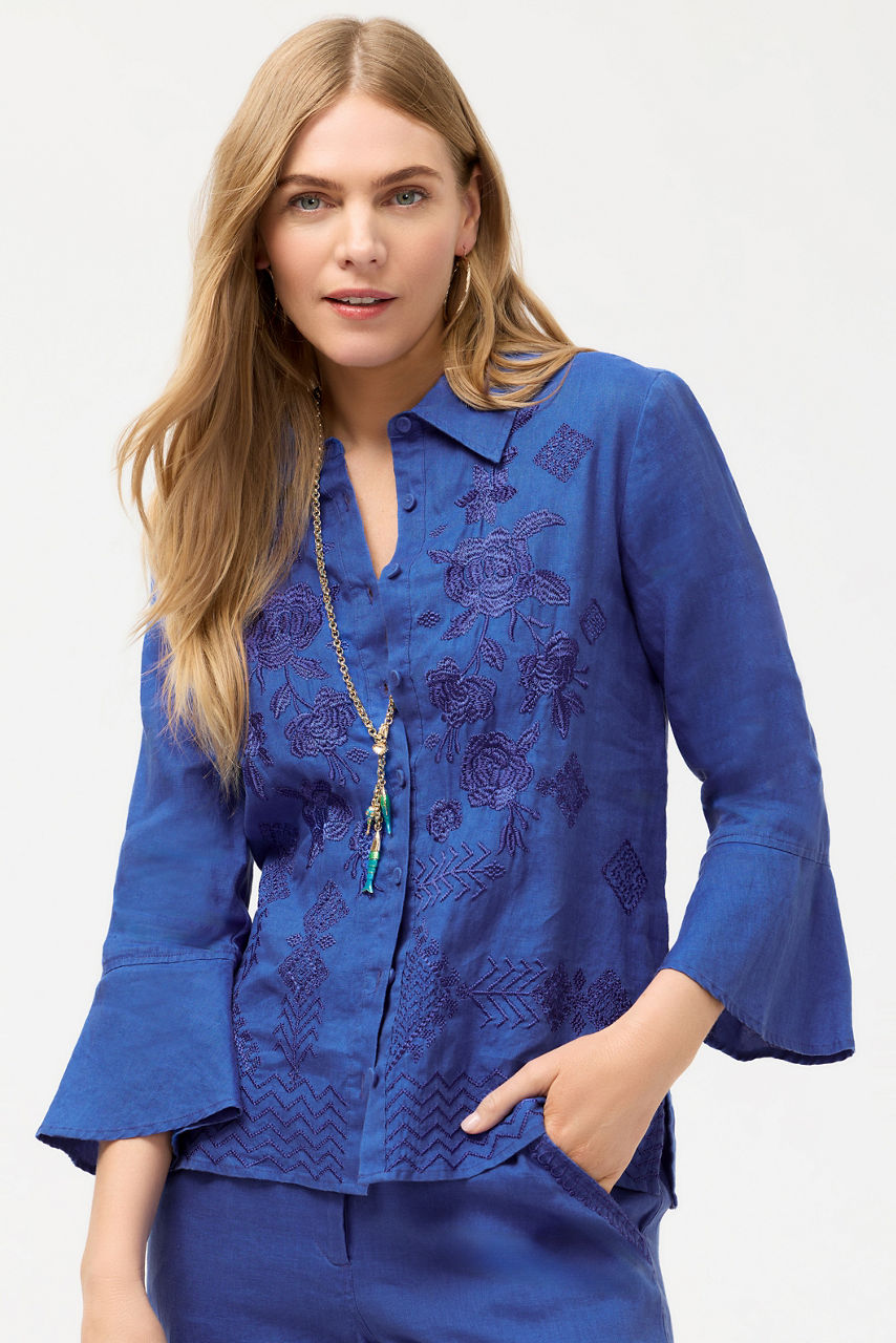 RUFFLE SLEEVE SHIRT, , large image 1