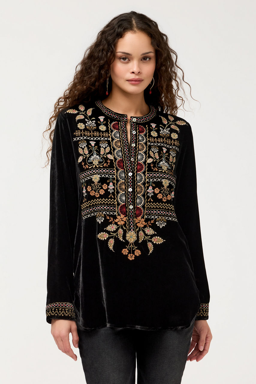 VELVET HENLEY TUNIC, , large image 1