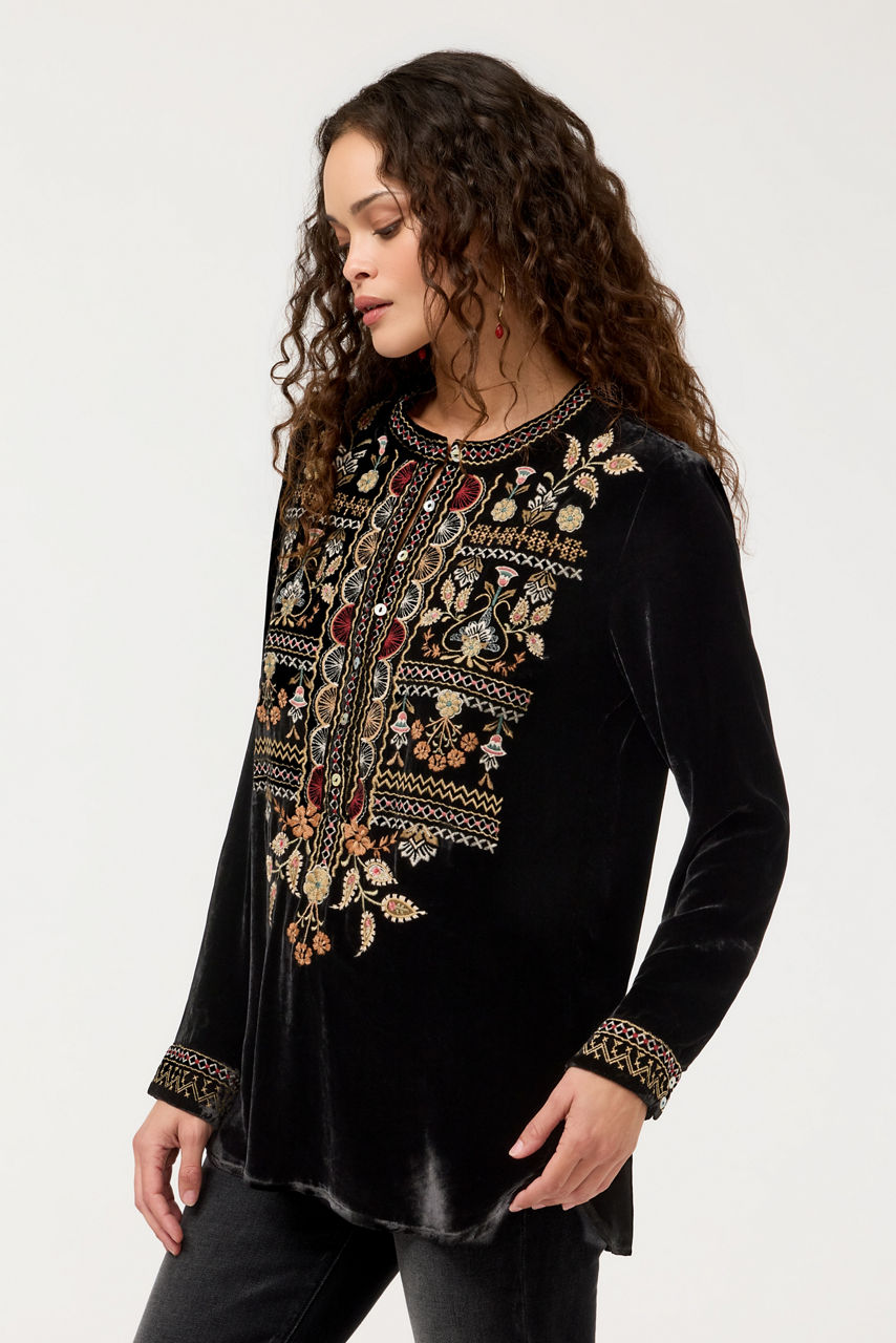 VELVET HENLEY TUNIC, , large image 2
