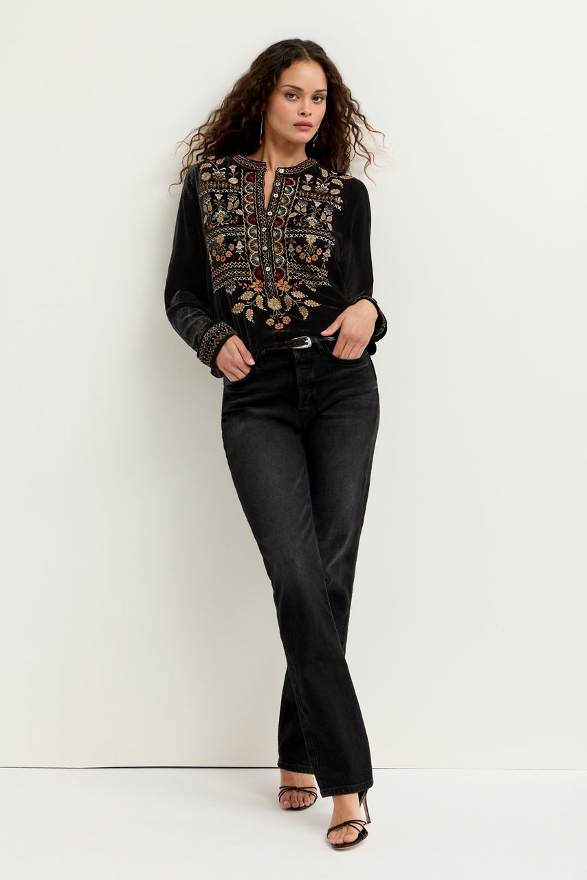 VELVET HENLEY TUNIC, , large image 3