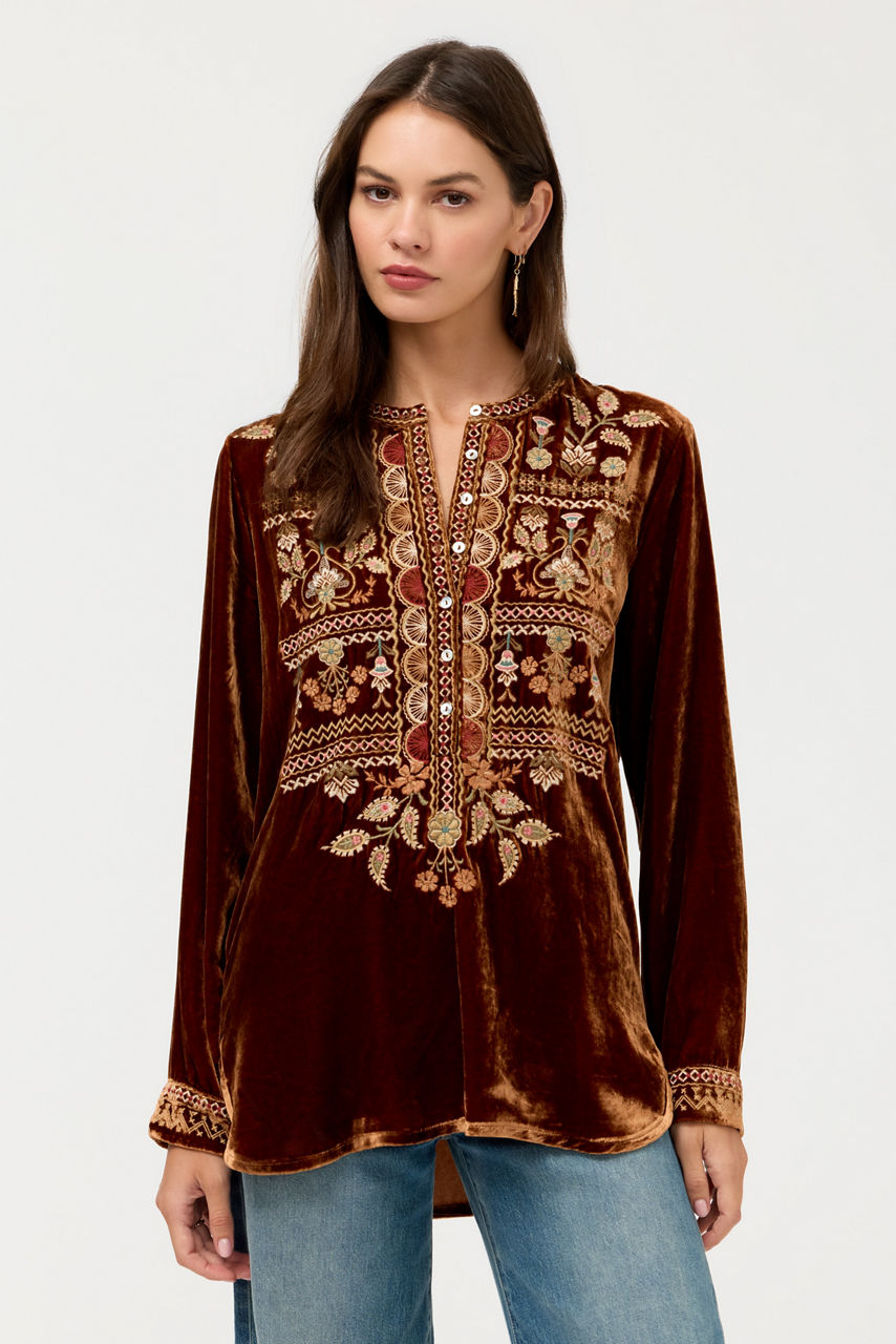 VELVET HENLEY TUNIC, , large image 1