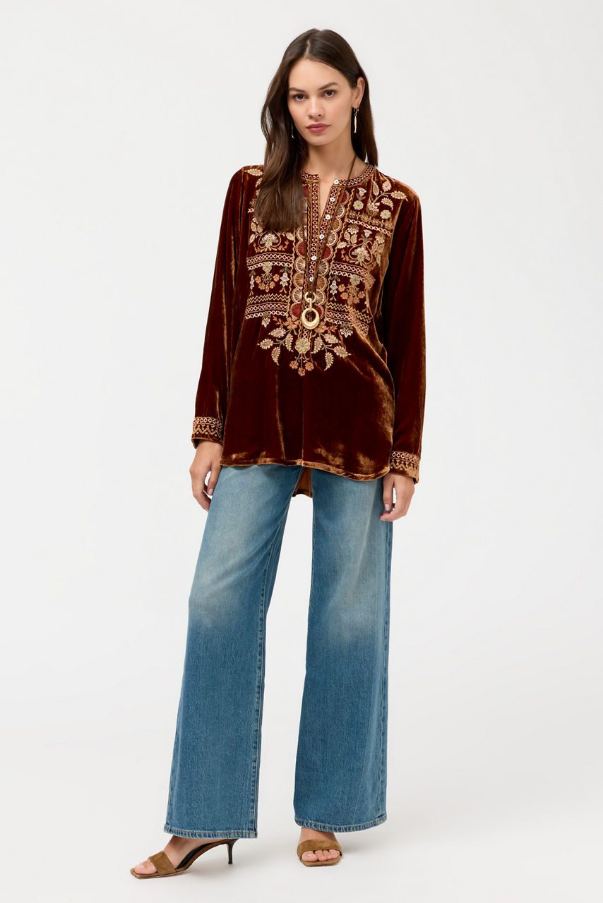 VELVET HENLEY TUNIC, , large image 2
