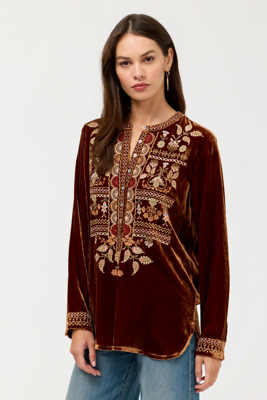 VELVET HENLEY TUNIC, , large image 3