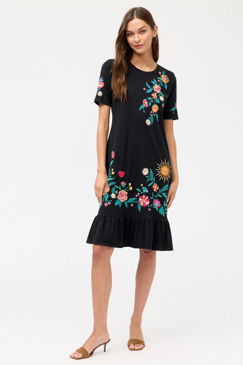 RUFFLE HEM KNIT MIDI DRESS, , large image 1