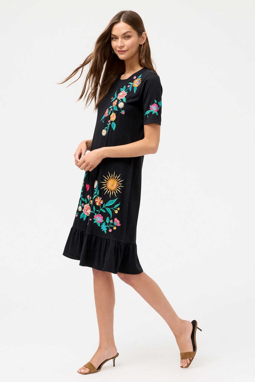 RUFFLE HEM KNIT MIDI DRESS, , large image 2