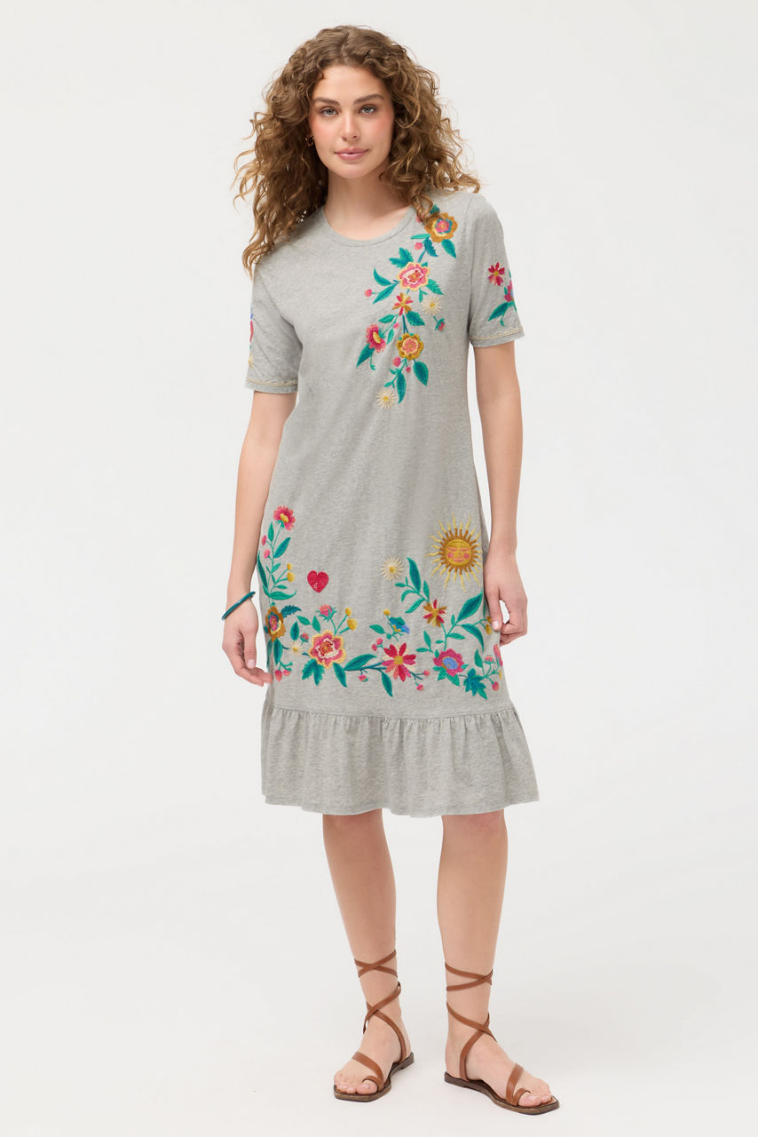 RUFFLE HEM KNIT MIDI DRESS, , large image 1