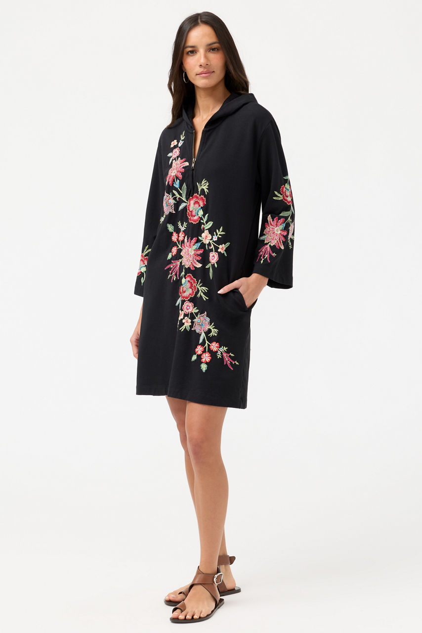 ZIP UP HOODED KNIT BEACH DRESS, , large image 2