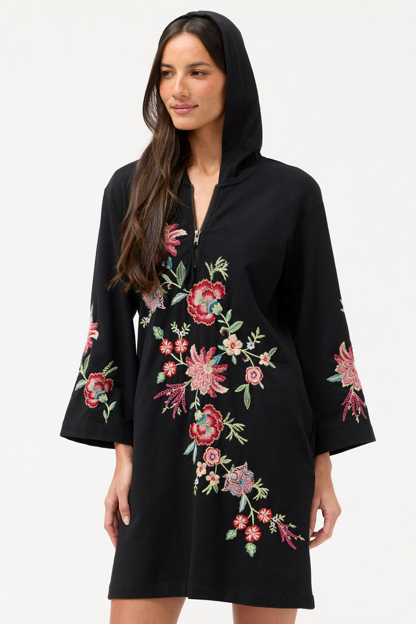 ZIP UP HOODED KNIT BEACH DRESS, , large image 3