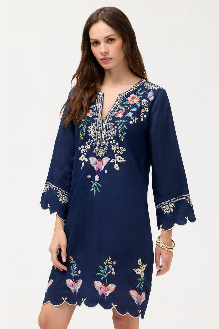 LINEN SCALLOP DRESS, , large image 1