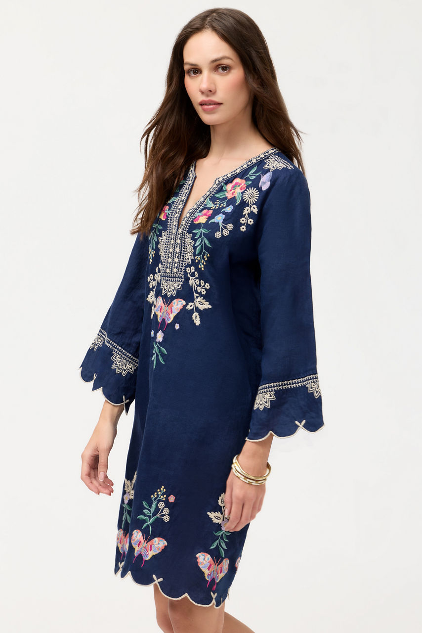 LINEN SCALLOP DRESS, , large image 2