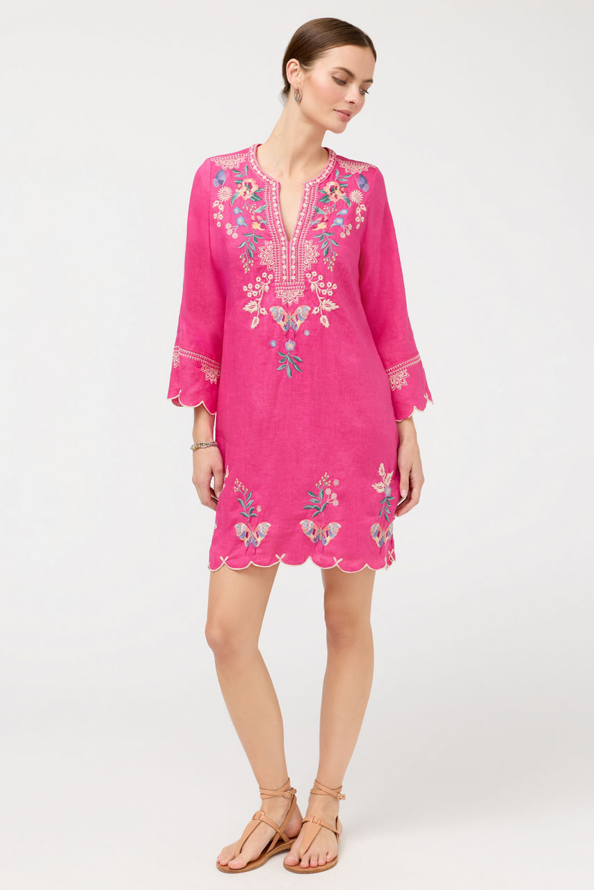 LINEN SCALLOP DRESS, , large image 2