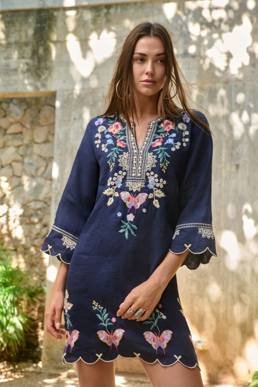 LINEN SCALLOP DRESS, , large image 5