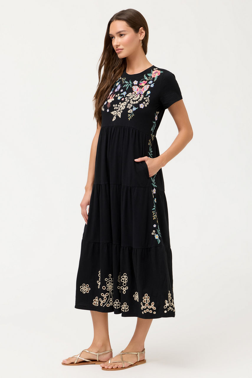 CAP SLEEVE KNIT EYELET MAXI DRESS, , large image 3