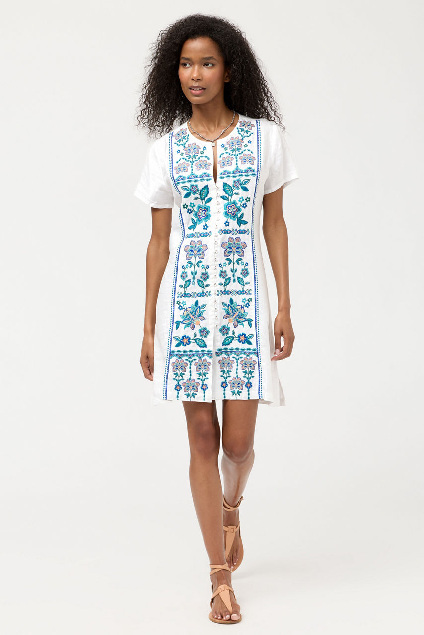 BUTTON FRONT LINEN DRESS, , large image 1