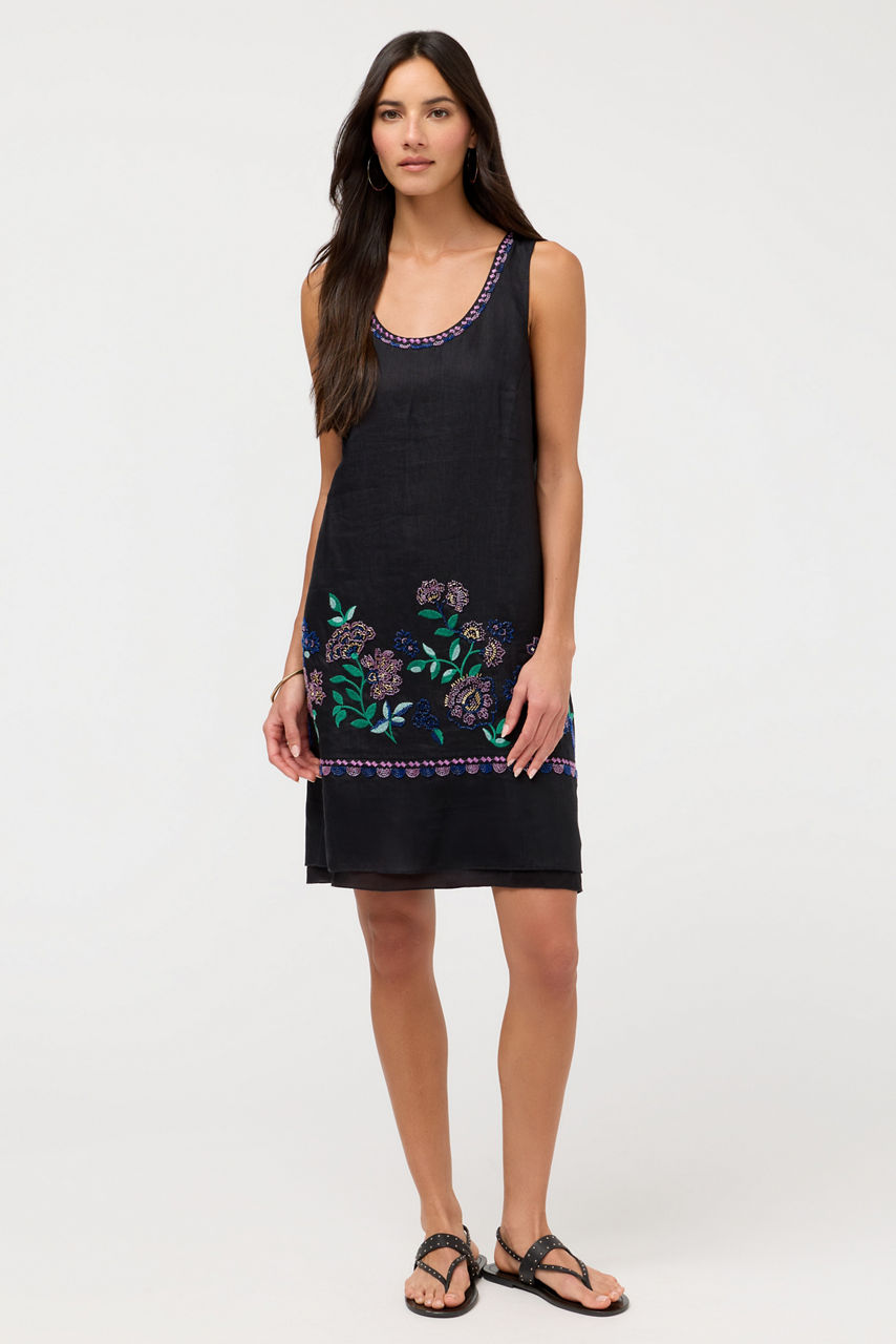 LINEN MIXED MEDIA TANK DRESS, , large image 1