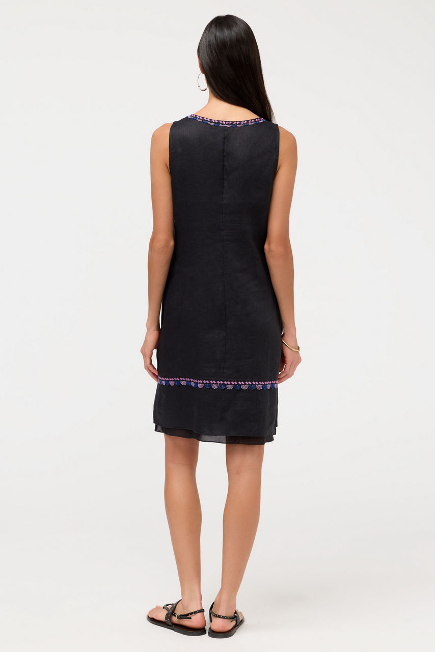 LINEN MIXED MEDIA TANK DRESS, , large image 4