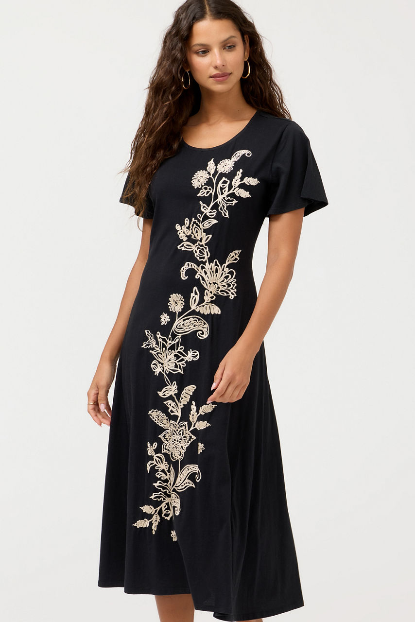 FLUTTER SLEEVE KNIT DRESS, , large image 1