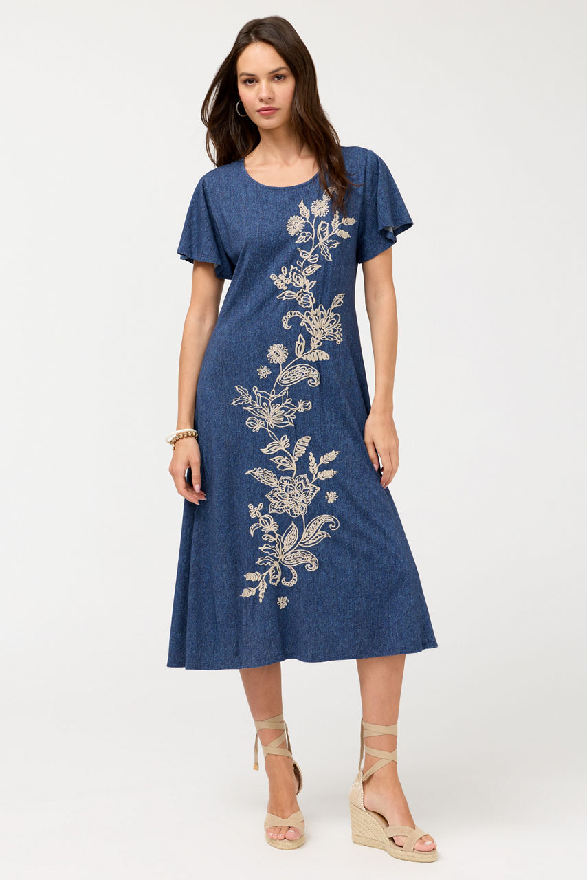 FLUTTER SLEEVE KNIT DRESS, , large image 1
