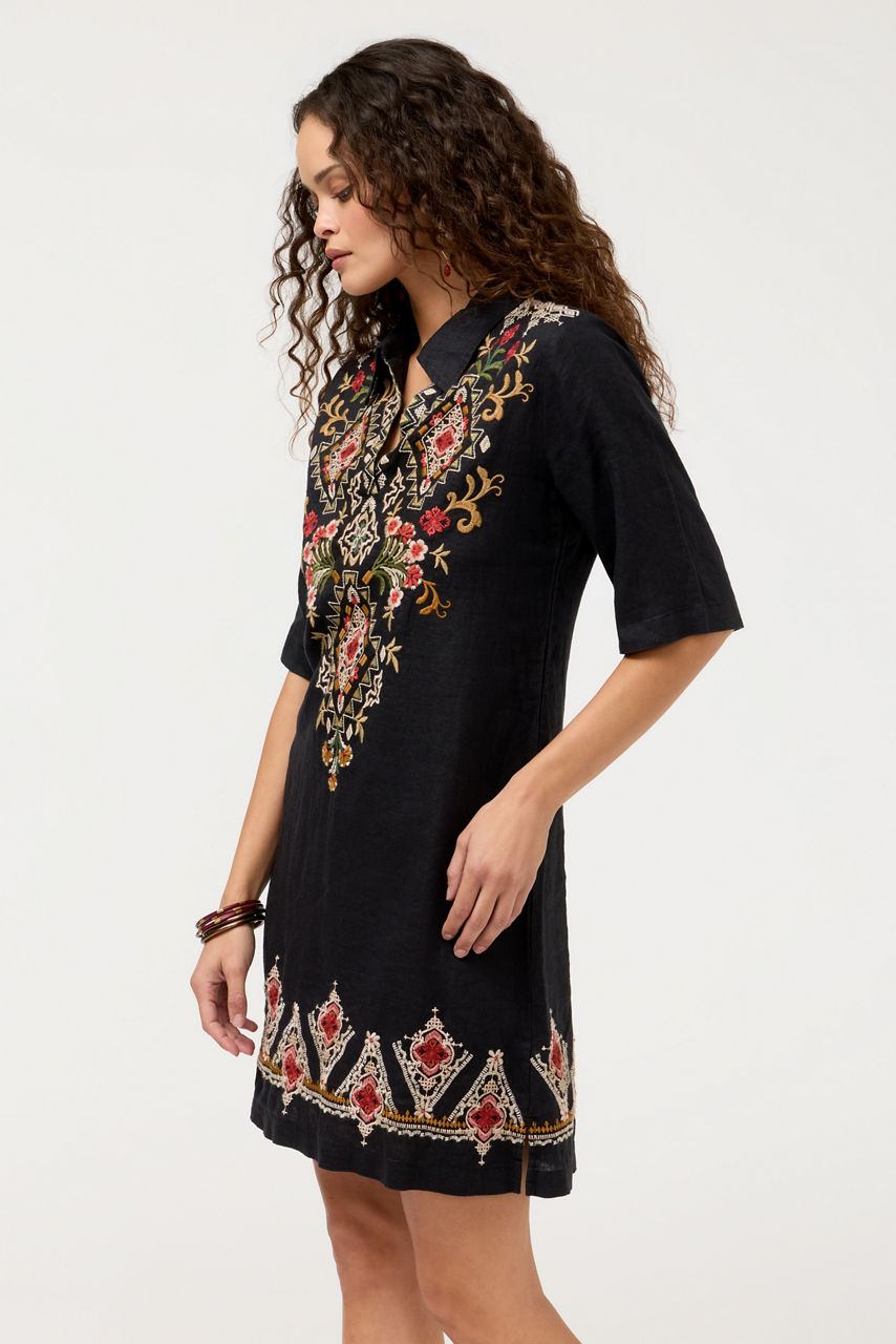 LINEN RELAXED HENLEY DRESS, , large image 2