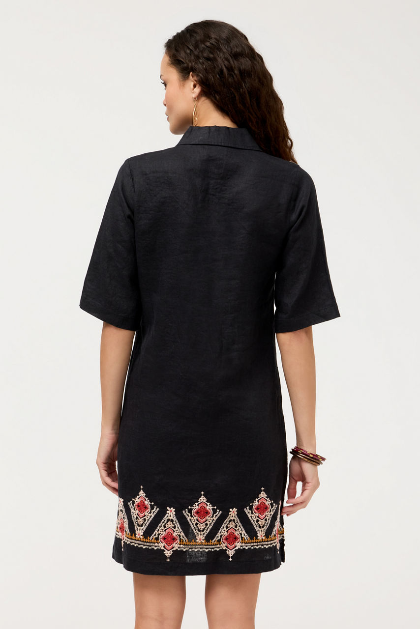 LINEN RELAXED HENLEY DRESS, , large image 3