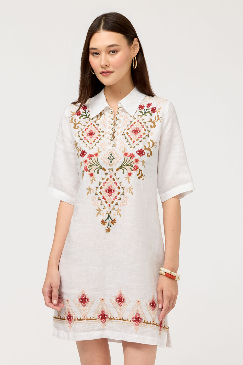 LINEN RELAXED HENLEY DRESS, , large image 1