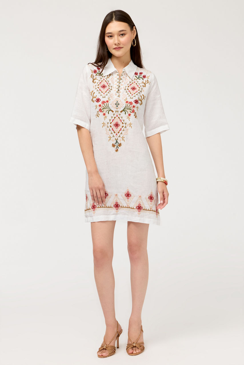 LINEN RELAXED HENLEY DRESS, , large image 3