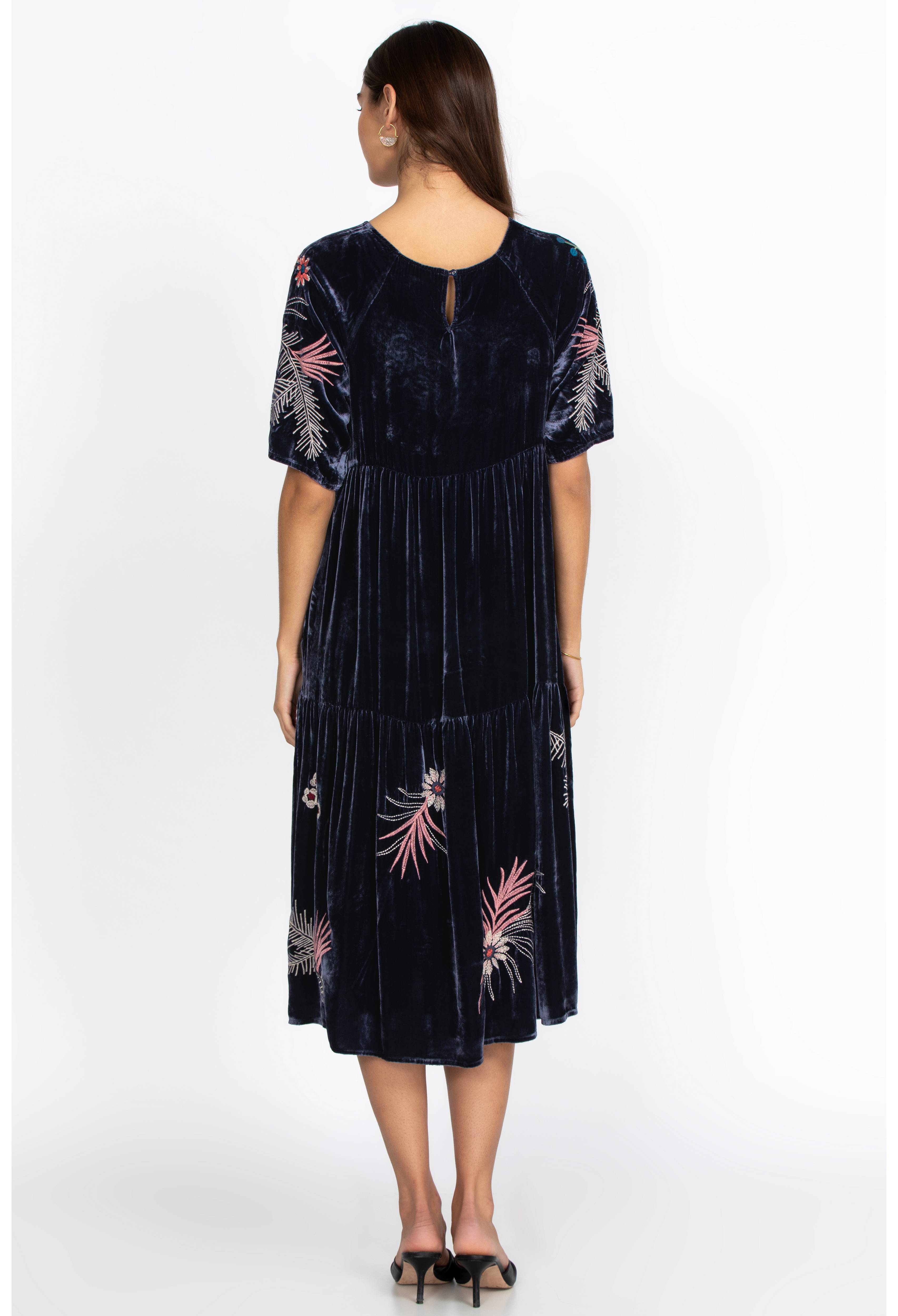 Buy Tiarei Velvet Raglan Tiered Dress | Johnny Was Buy Tiarei Velvet Raglan Tiered Dress | Johnny Was