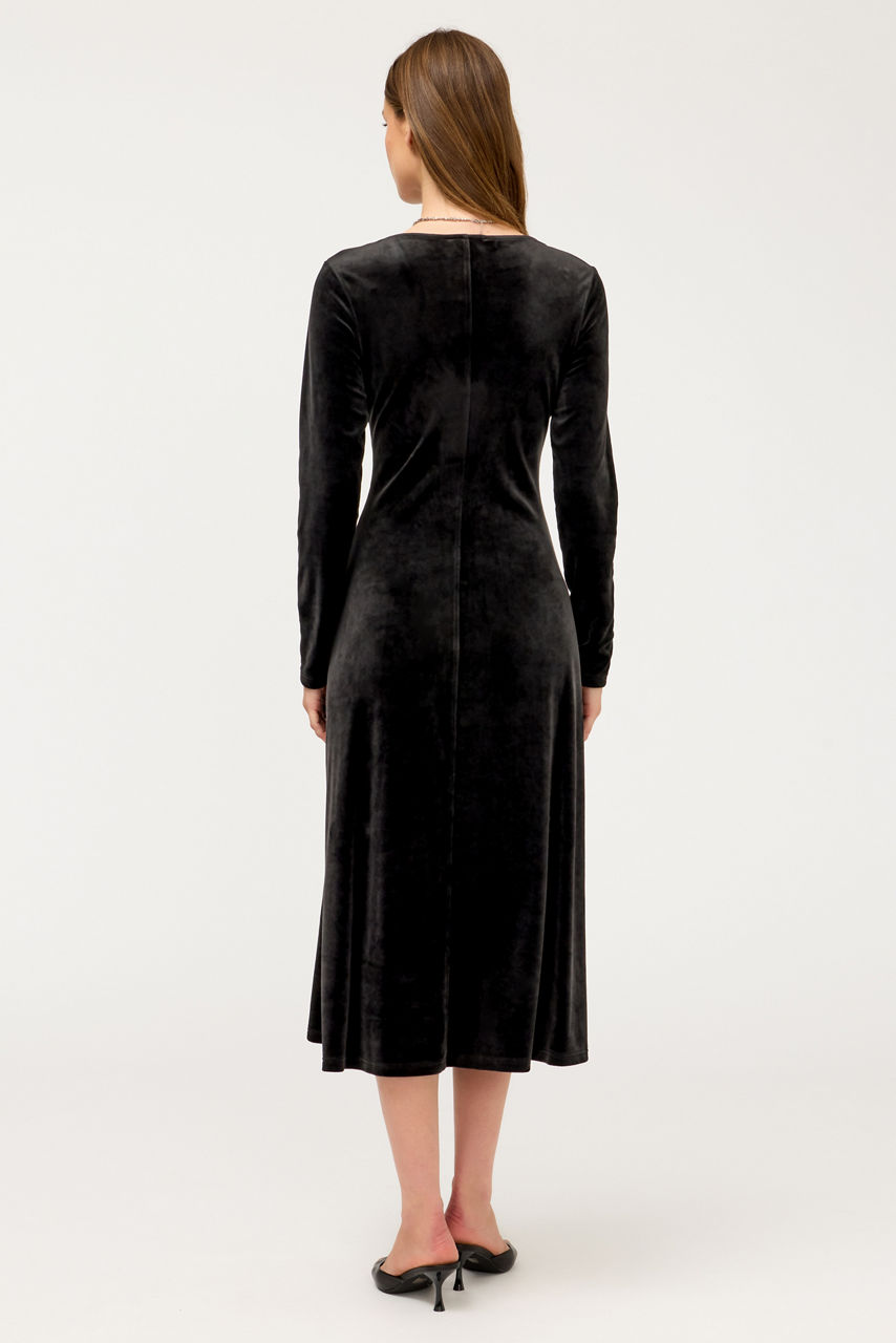 V-NECK VELOUR DRESS, , large image 3