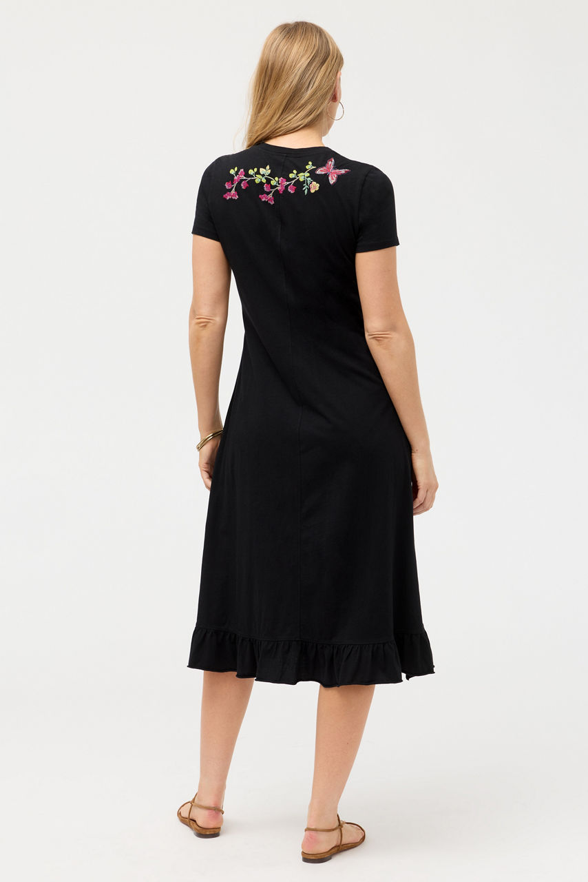 ELBOW SLEEVE RUFFLE DRESS, , large image 2