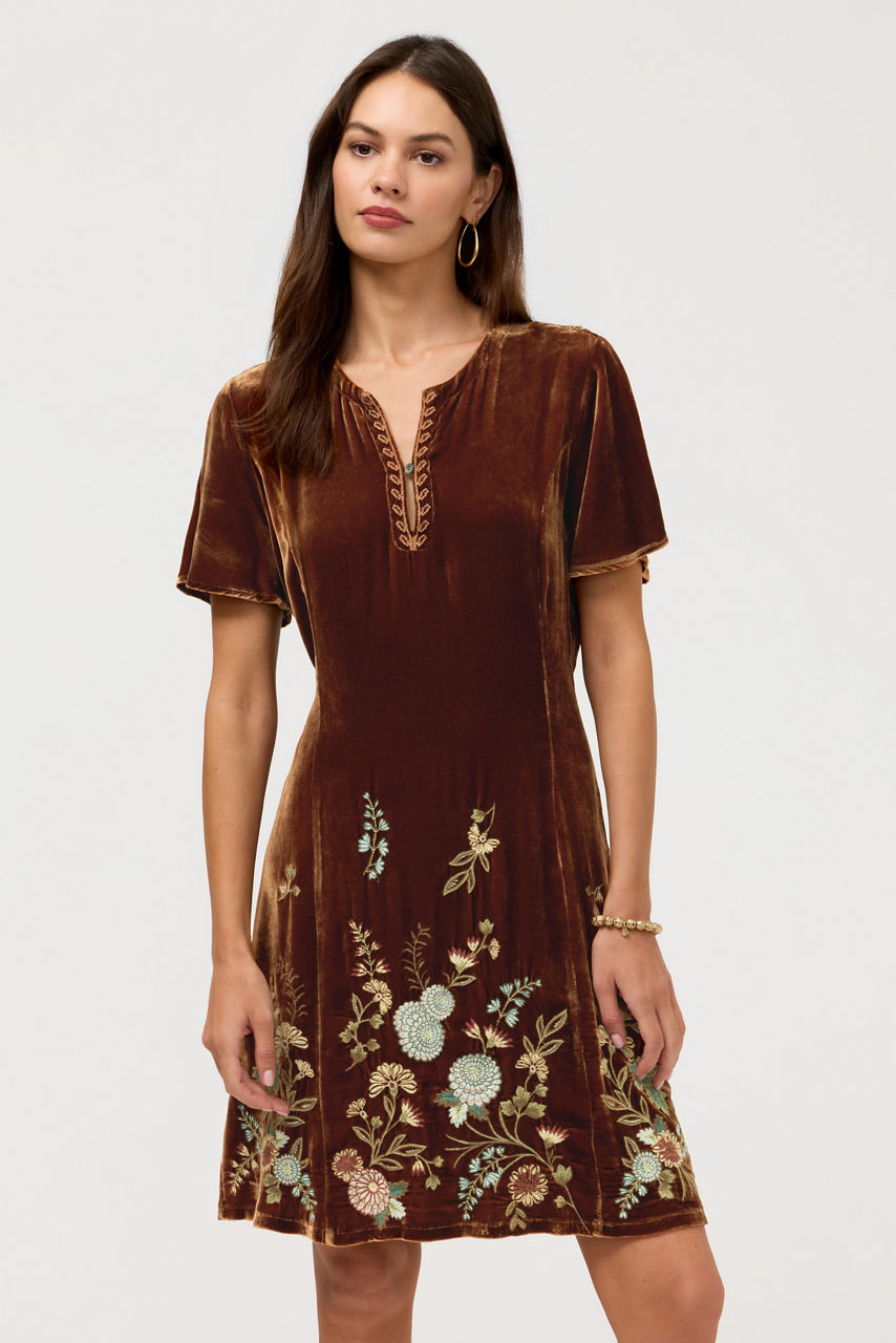 FLUTTER SLEEVE KEYHOLE DRESS, , large image 1