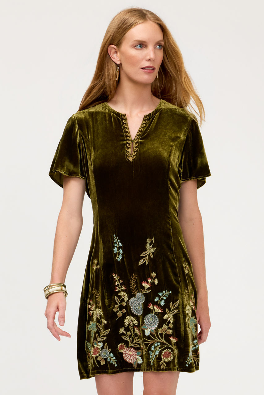FLUTTER SLEEVE KEYHOLE DRESS, , large image 1