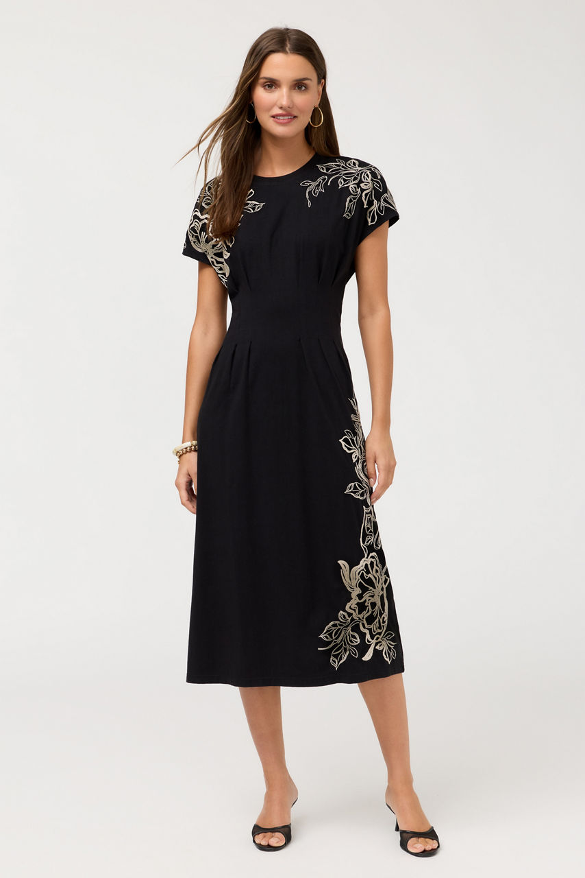 PLEATED WAIST KNIT DRESS, , large image 1