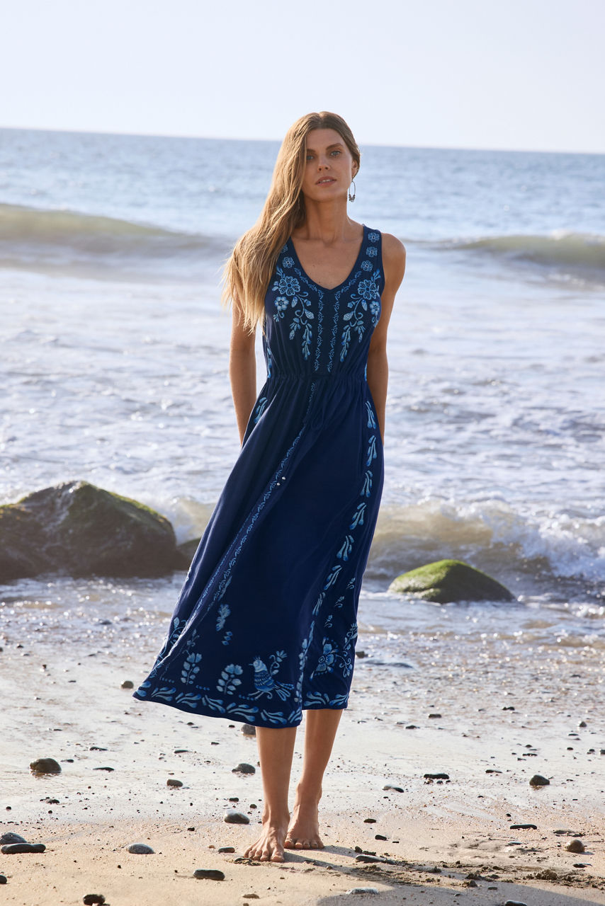 V-NECK DRAWSTRING KNIT DRESS
