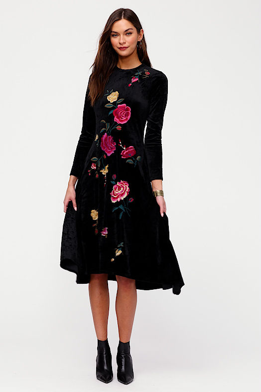 HANDKERCHIEF HEM VELOUR DRESS, , large video