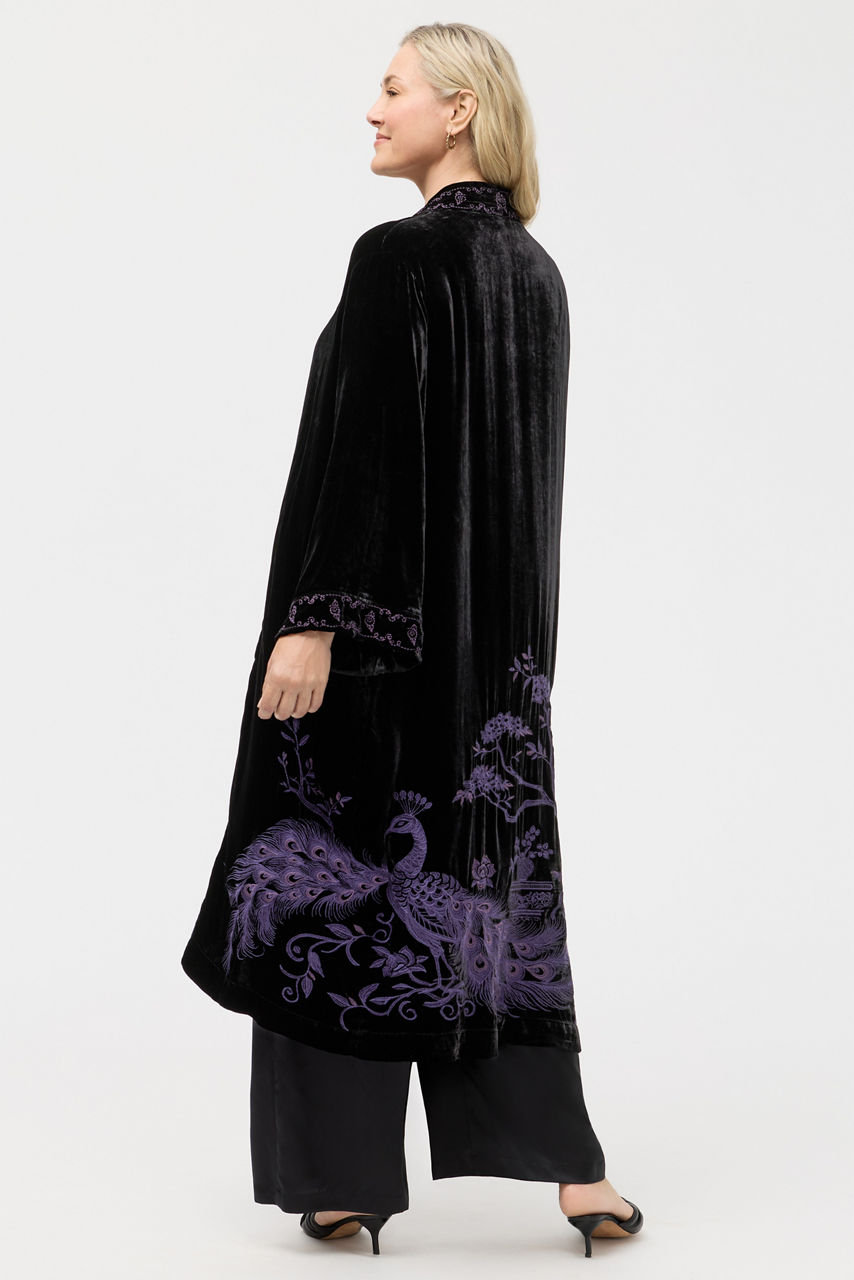 VELVET KIMONO COAT, , large image 4