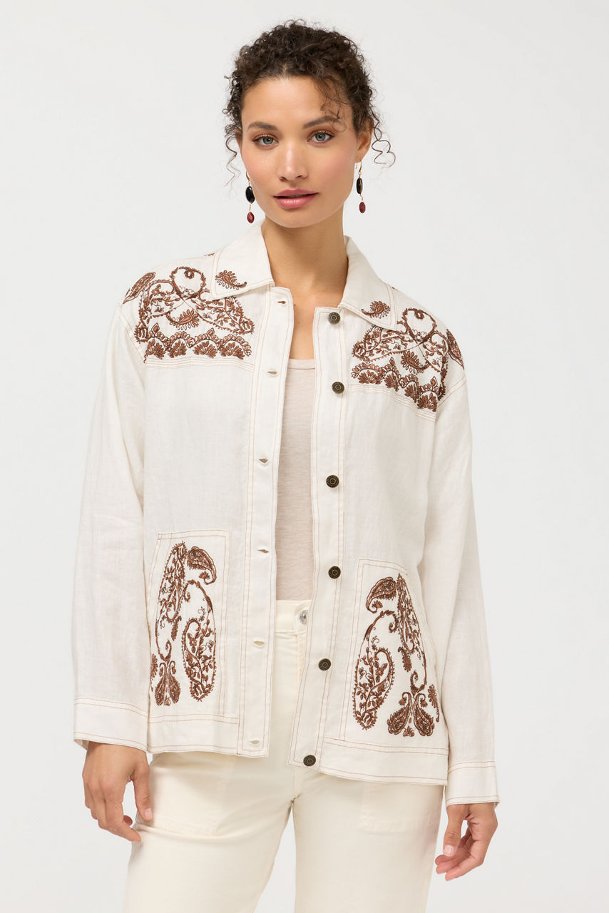 LINEN TRAPUNTO CHORE JACKET, , large image 1