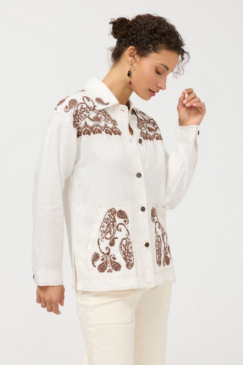 LINEN TRAPUNTO CHORE JACKET, , large image 2