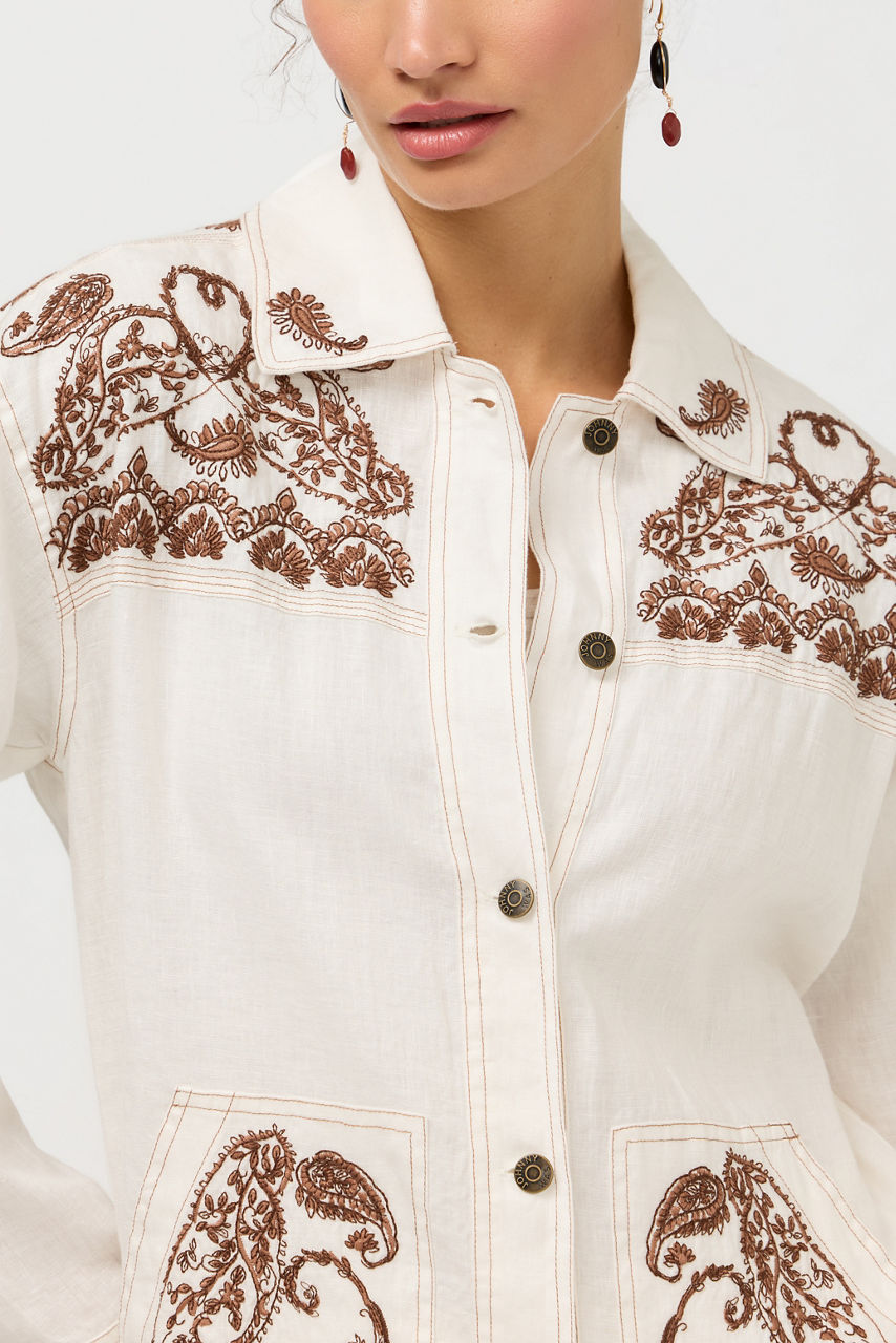 LINEN TRAPUNTO CHORE JACKET, , large image 3