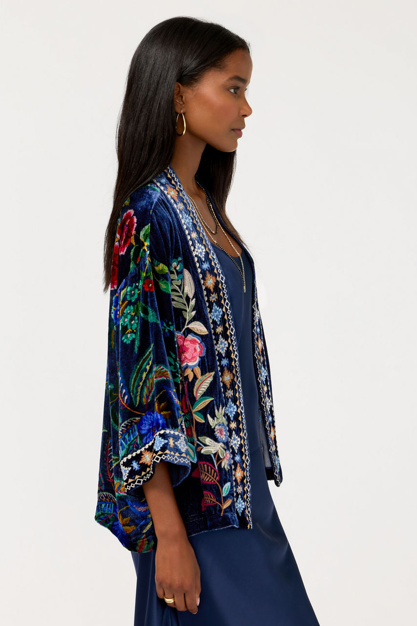 VELVET CROPPED KIMONO, , large image 2
