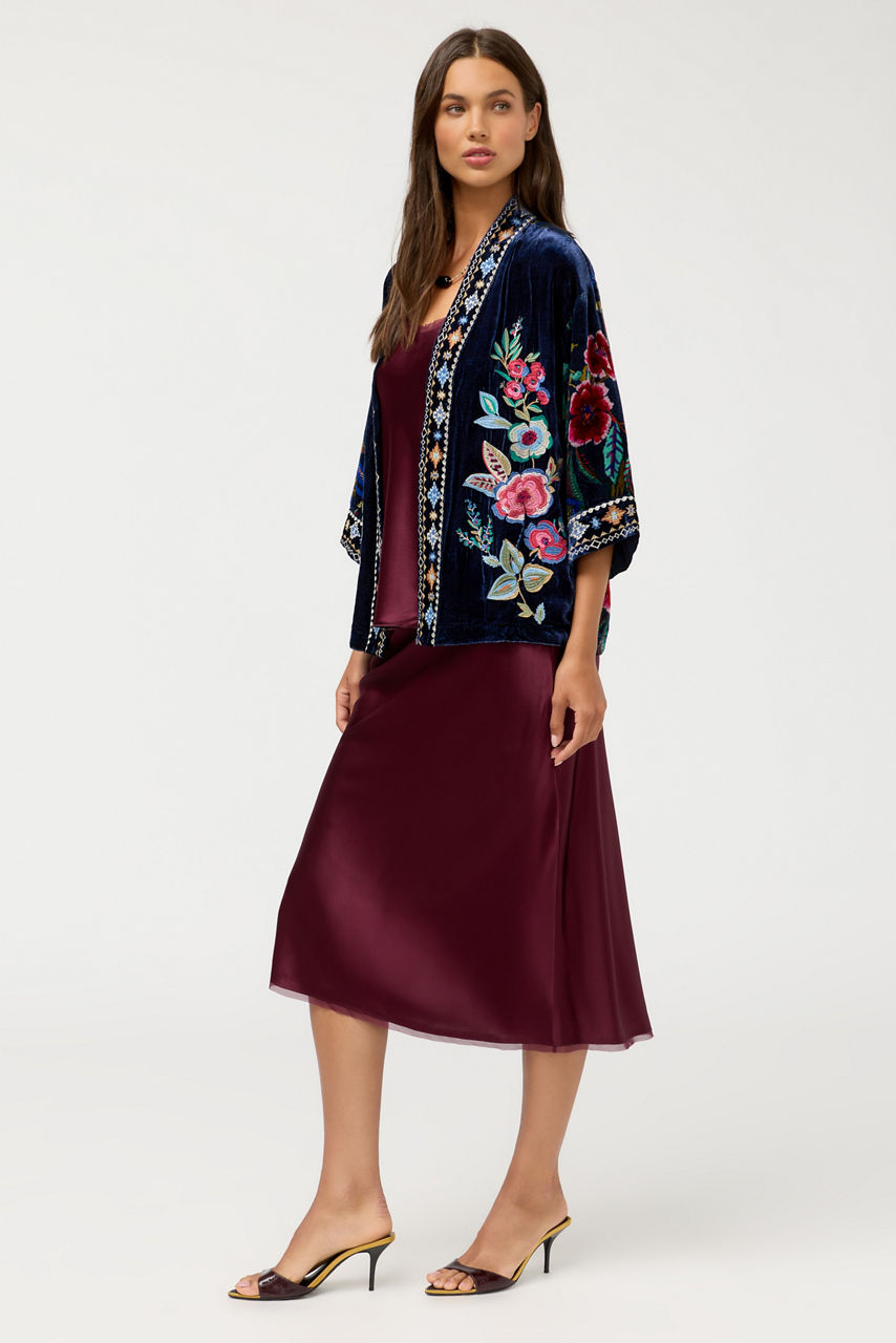 VELVET CROPPED KIMONO, , large image 4